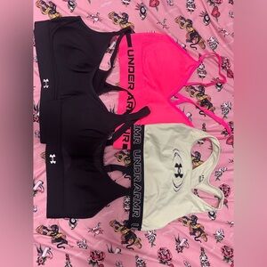 Under Armour Trio Sports Bras - Black, Neon Pink, White